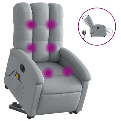 vidaXL Electric Stand up Massage Recliner Chair Light Gray Fabric