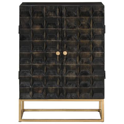 vidaXL Sideboard Black 21.7"x13.4"x29.5" Solid Wood Mango and Iron