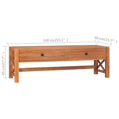 vidaXL TV Stand 55.1"x15.7"x17.7" Teak Wood