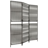 vidaXL Room Divider 3 Panels Gray Poly Rattan