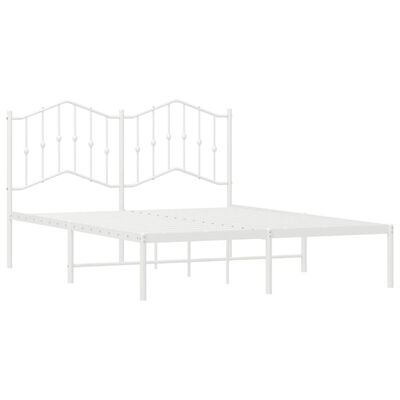 vidaXL Metal Bed Frame without Mattress with Headboard White 53.1"x74.8"