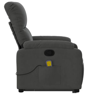 vidaXL Stand up Massage Recliner Chair Dark Gray Microfiber Fabric