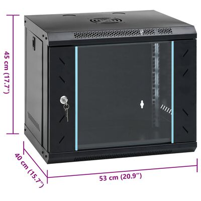 vidaXL 9U Wall Mounted Network Cabinet 19" IP20 20.9"x15.7"x17.7"