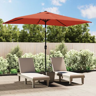 vidaXL Garden Parasol with Metal Pole 118"x78.7" Terracotta