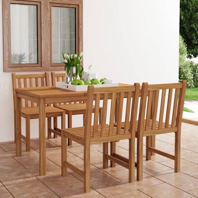 vidaXL 5 Piece Patio Dining Set Solid Teak Wood