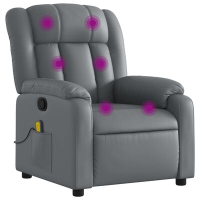 vidaXL Massage Recliner Chair Gray Faux Leather