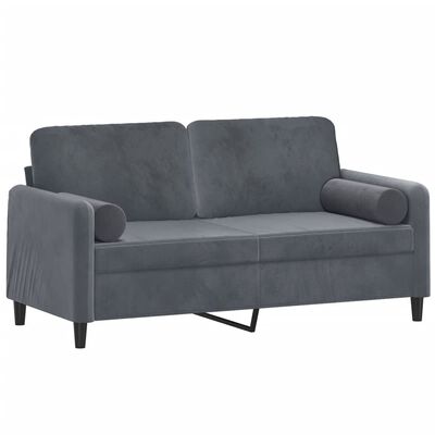 vidaXL 2-Seater Sofa with Throw Pillows Dark Gray 55.1" Velvet