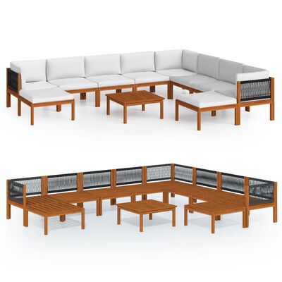 vidaXL 11 Piece Patio Lounge Set with Cream Wood | vidaXL.com