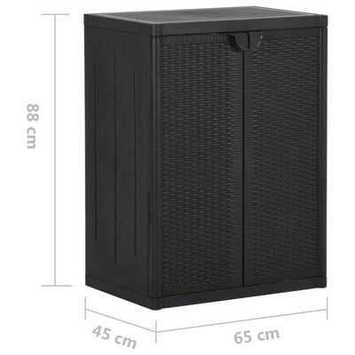 vidaXL Garden Storage Cabinet Black 25.6"x17.7"x34.6" PP Rattan