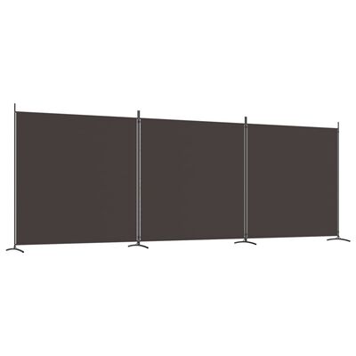 vidaXL 3-Panel Room Divider Brown 206.7"x70.9" Fabric