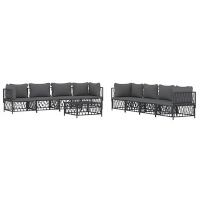 vidaXL 9 Piece Patio Lounge Set with Cushions Anthracite Steel