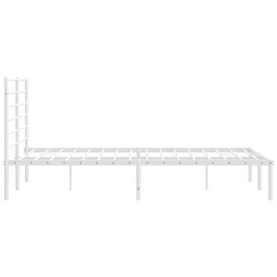 vidaXL Metal Bed Frame with Headboard White 59.8"x78.7"