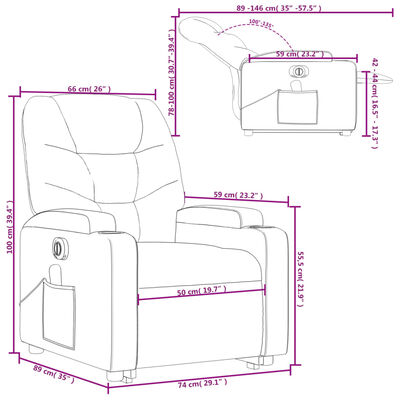 vidaXL Electric Stand up Massage Recliner Chair Cream Fabric