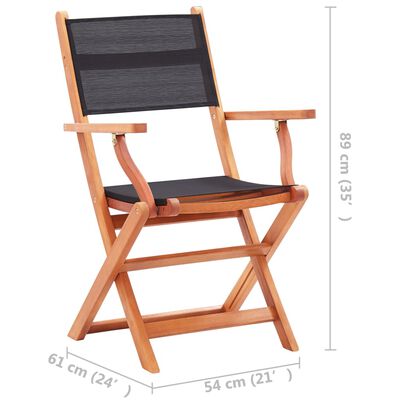 vidaXL Folding Patio Chairs 4 pcs Solid Eucalyptus Wood&Textilene