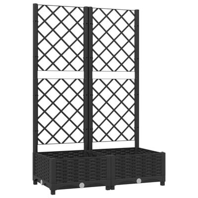 vidaXL Garden Planter with Trellis Black 31.5"x15.7"x47.8" PP