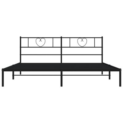 vidaXL Metal Bed Frame without Mattress with Headboard Black 72"x83.9"