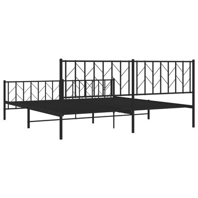 vidaXL Metal Bed Frame without Mattress with Footboard Black 76"x79.9"