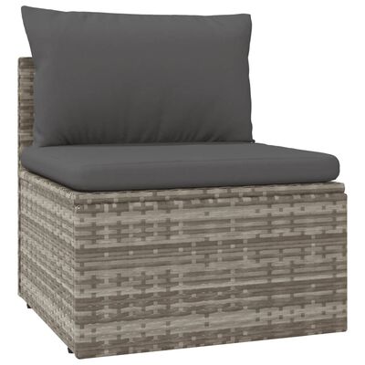 vidaXL 13 Piece Patio Lounge Set with Cushions Gray Poly Rattan