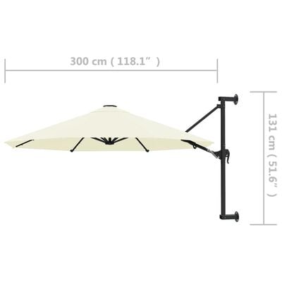 vidaXL Wall-Mounted Parasol with Metal Pole 118.1" Sand