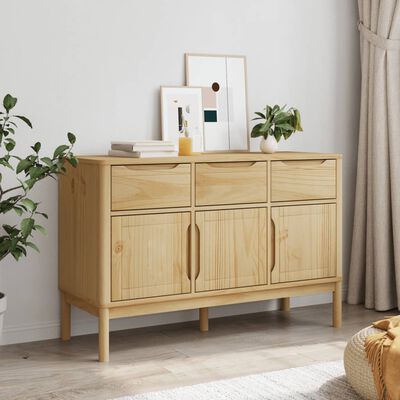 vidaXL Sideboard FLORO Wax Brown 44.9"x16.9"x29.1" Solid Wood Pine