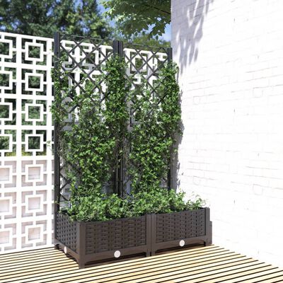 vidaXL Garden Planter with Trellis Black 31.5"x15.7"x47.8" PP