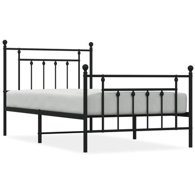 vidaXL Metal Bed Frame without Mattress with Footboard Black 39.4"x74.8"