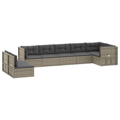 vidaXL 8 Piece Patio Lounge Set with Cushions Gray Poly Rattan