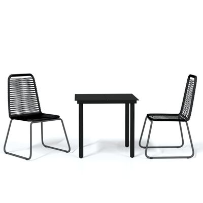 vidaXL 3 Piece Patio Dining Set Black