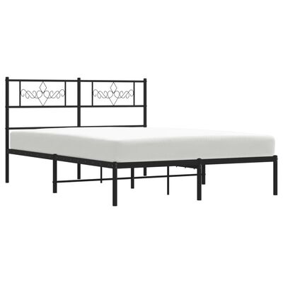 vidaXL Metal Bed Frame with Headboard Black 59.1"x78.7"