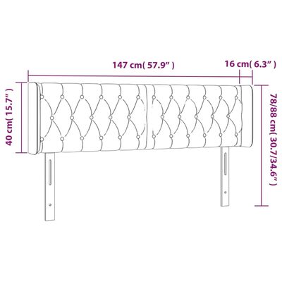 vidaXL LED Headboard Dark Gray 57.9"x6.3"x30.7"/34.6" Fabric