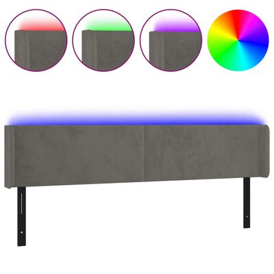 vidaXL LED Headboard Dark Gray 79.9"x6.3"x30.7"/34.6" Velvet