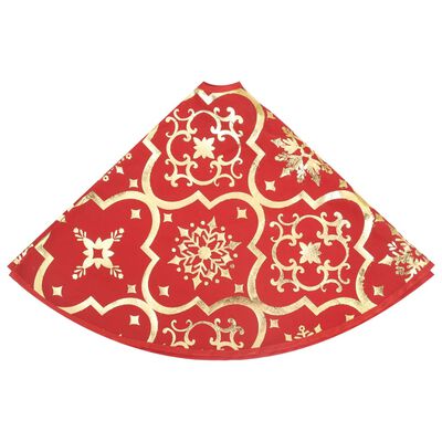 vidaXL Luxury Christmas Tree Skirt with Sock Red 5 ft Fabric