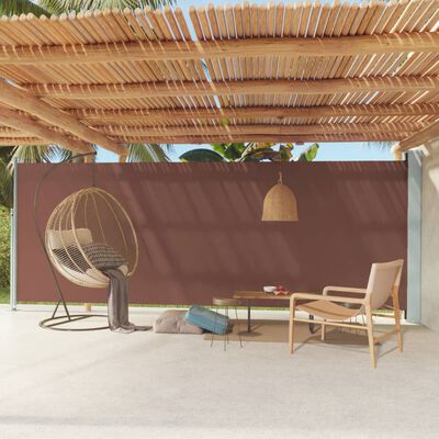 vidaXL Patio Retractable Side Awning 78.7"x236.2" Brown