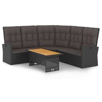 vidaXL 2 Piece Patio Lounge Set with Cushions Black Poly Rattan