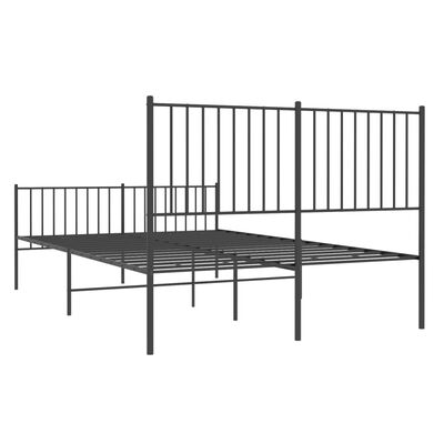 vidaXL Metal Bed Frame without Mattress with Footboard Black 53.1"x74.8"