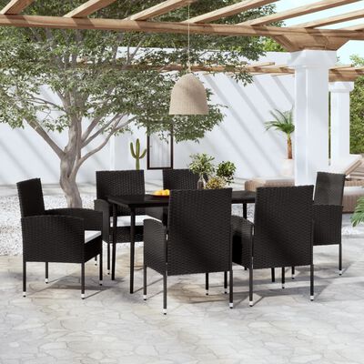 vidaXL 7 Piece Patio Dining Set Black