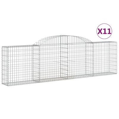 vidaXL Arched Gabion Baskets 11 pcs 118.1"x11.8"x31.5"/39.4" Galvanized Iron