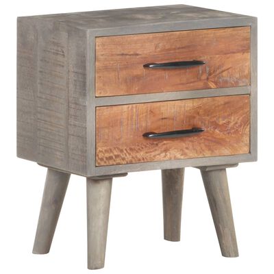 vidaXL Bedside Cabinet Gray 15.7"x11.8"x19.7" Solid Rough Mango Wood