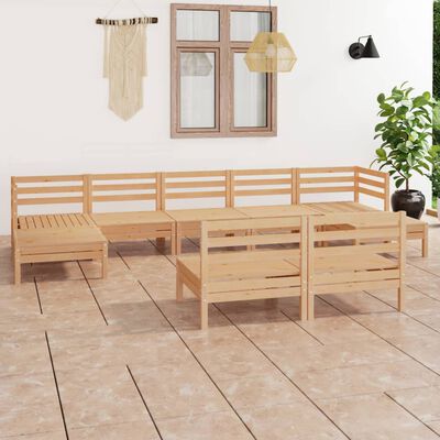 vidaXL 9 Piece Patio Lounge Set Solid Pinewood