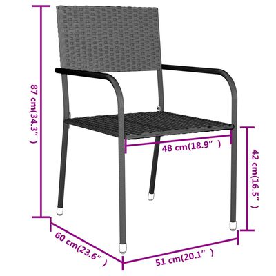 vidaXL 3 Piece Patio Dining Set Poly Rattan Gray