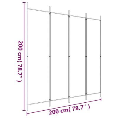 vidaXL 4-Panel Room Divider Black 78.7"x78.7" Fabric