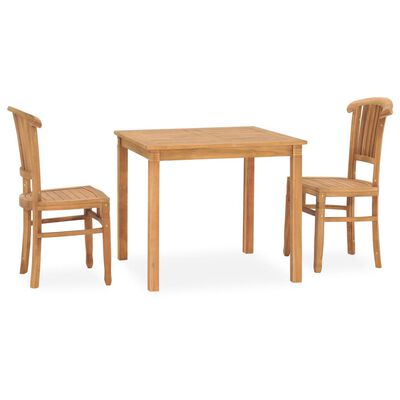 vidaXL 3 Piece Patio Dining Set Solid Teak Wood