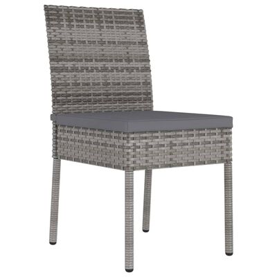 vidaXL 7 Piece Patio Dining Set Poly Rattan Gray