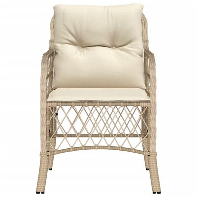 vidaXL Patio Chairs with Cushions 2 pcs Beige Poly Rattan