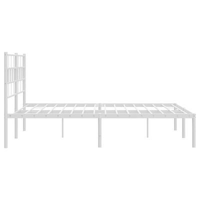 vidaXL Metal Bed Frame without Mattress with Headboard White 53.1"x74.8"