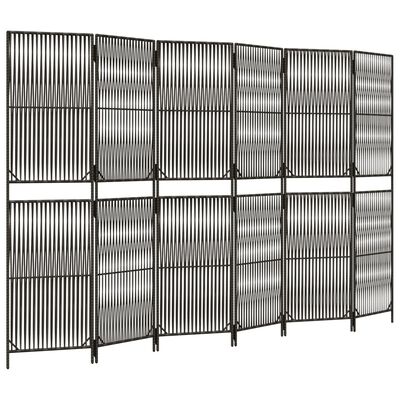 vidaXL Room Divider 6 Panels Gray Poly Rattan