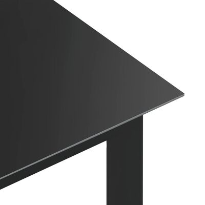 vidaXL Patio Table Black 59.1"x35.4"x29.1" Aluminum and Glass