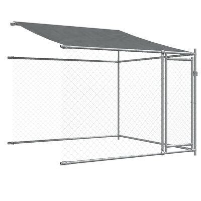 vidaXL Dog Cage with Roof and Doors Gray 19.7'x6.6'x6.6' Galvanized Steel