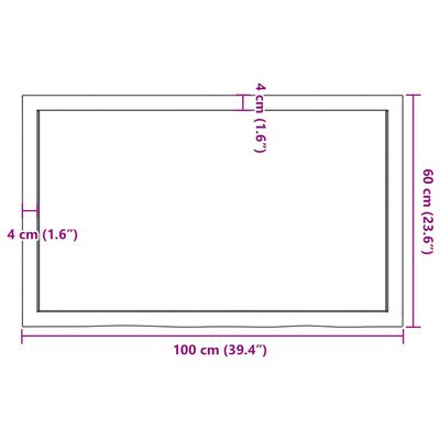 vidaXL Wall Shelf Light Brown 39.4"x23.6"x(0.8"-2.4") Treated Solid Wood Oak