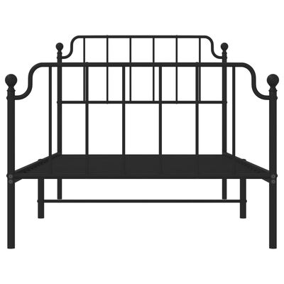 vidaXL Metal Bed Frame without Mattress with Footboard Black 39.4"x74.8"